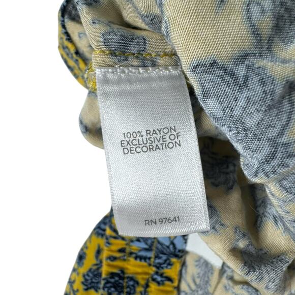 J.JILL Blue Yellow French Provençal Floral Rayon Shorts Medium Womens Pull On - Picture 4 of 7